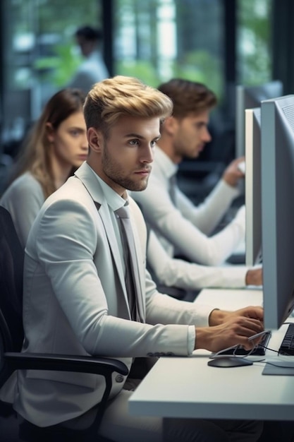 Foto portret van een mooie en zelfverzekerde mannelijke industriële ingenieur die aan een computer werkt