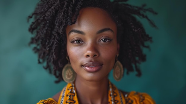 Portret van een mooie jonge Afrikaanse vrouw met een afro kapsel