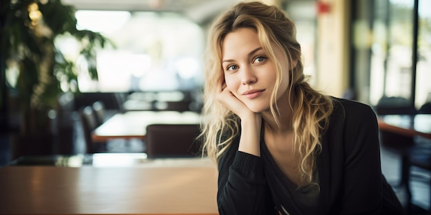 Portret van een mooie jonge blonde vrouw