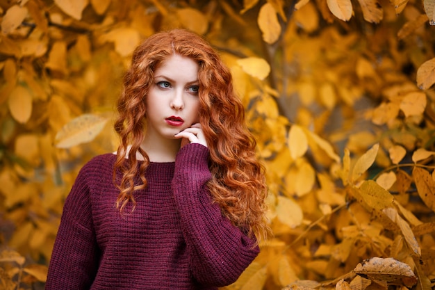 Portret van een mooie jonge roodharige vrouw