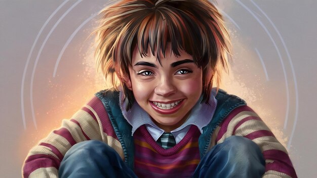 Portret van een mooie jonge student met tanden.