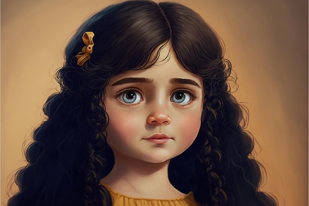 Portret van een mooie jonge vrouw digitale kunststijl illustratie schilderij fantasie concept van een schattig meisje