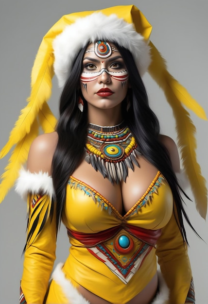 Portret van een mooie jonge vrouw in etnische kostuum Tribale stijl
