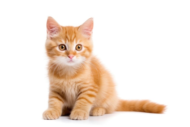 Portret van een mooie schattige oranje kat geïsoleerd op een witte achtergrond