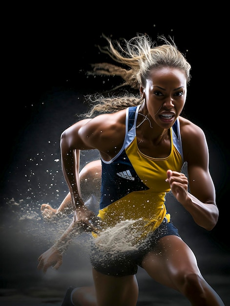 Foto portret van een mooie vrouw die in de sportschool traint en fitness oefeningen doet gezond concept