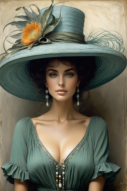 Portret van een mooie vrouw in een mooie jurk.