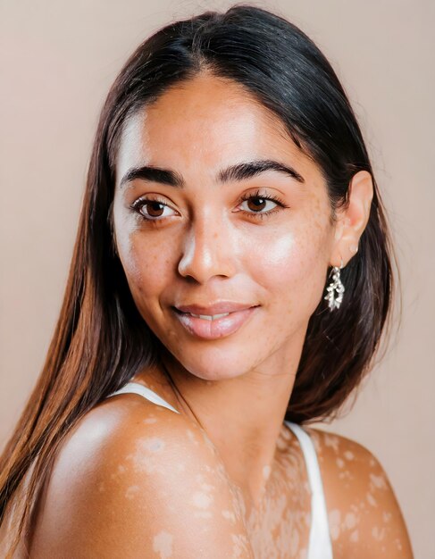 portret van een mooie vrouw met vitiligo lichaam positief concept