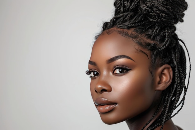 Portret van een mooie zwarte Afro-Amerikaanse vrouw isoleren Ai generatieve