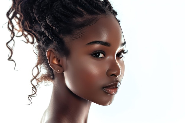 Portret van een mooie zwarte Afro-Amerikaanse vrouw isoleren Ai generatieve