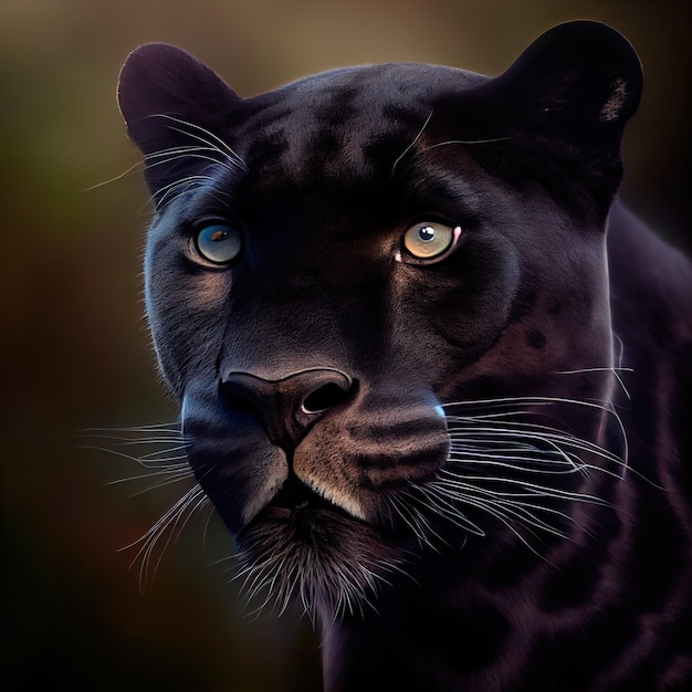 Portret van een mooie zwarte panter Portret van een zwarte jaguar Mooie zwarte kat