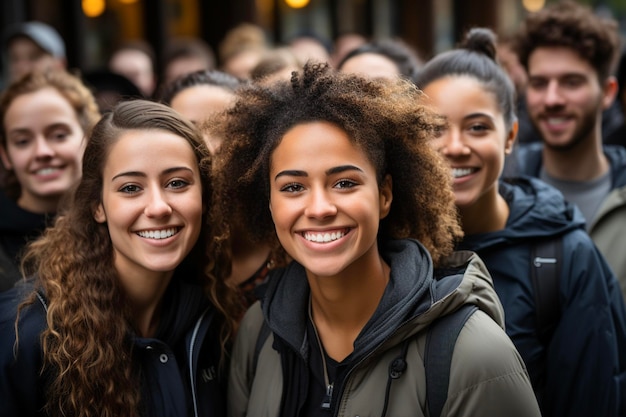 Portret van een multiraciale en multi-etnische groep jonge studenten Diversiteit en tolerantie concept