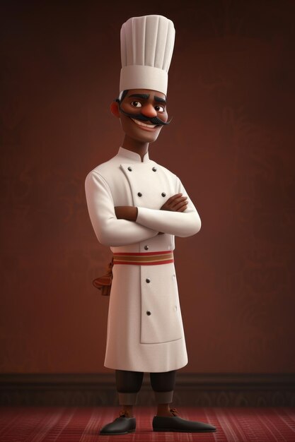 Portret van een nogal kwaadaardig uitziende chef-kok 3D-illustratie