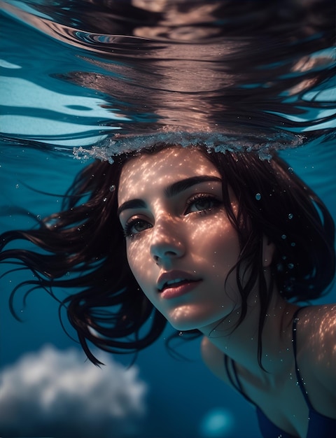 Portret van een onderwatervrouw