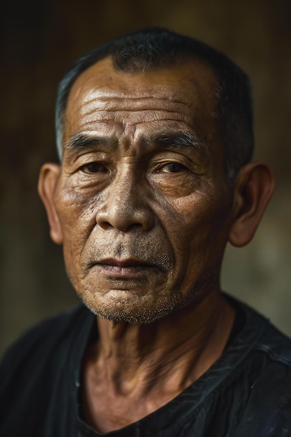 Foto portret van een oude man in de straten van bangkok, thailand