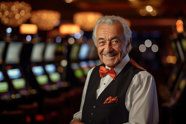 portret van een oudere man in het casino