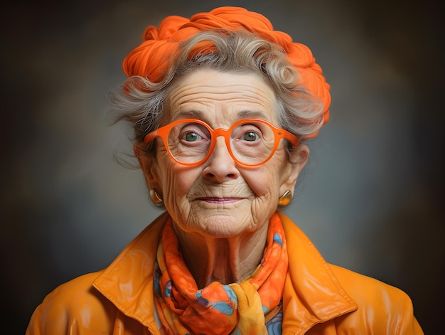 Portret van een oudere vrouw in een mode jurk Senior vrouw Generatieve Ai