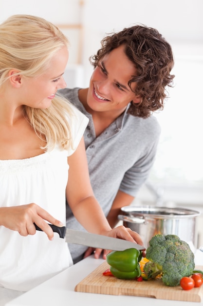 Foto portret van een paar koken