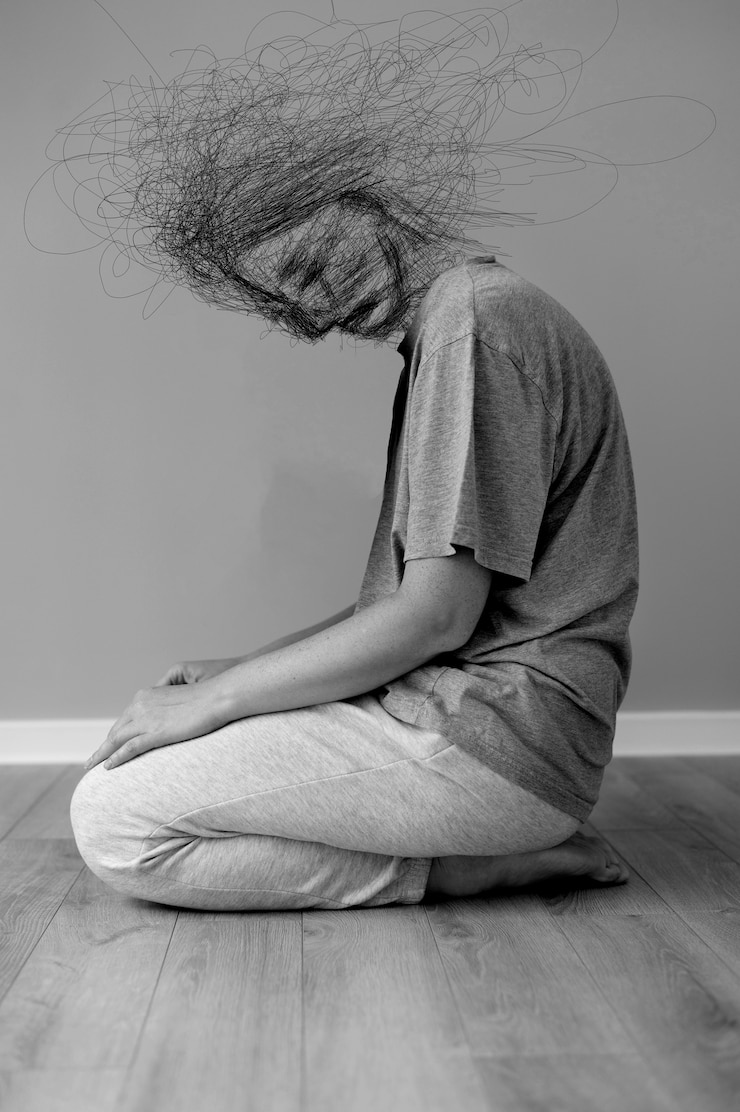 Foto portret van een persoon die aan een depressie lijdt