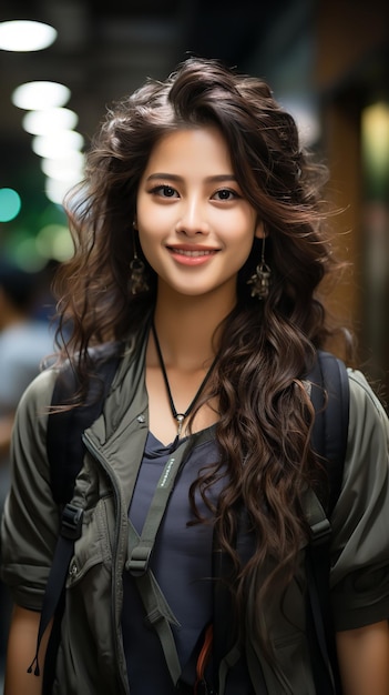 Portret van een prachtige jonge Aziatische student Generatieve AI