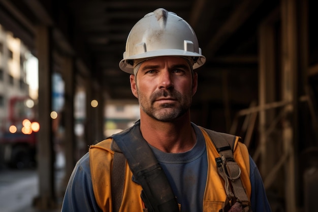 Portret van een professionele werktuigbouwkundig ingenieur met een harde hoed en kijkend naar de camera in een metallurgische fabriek