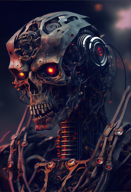 Portret van een robot van de fantasiestrijder