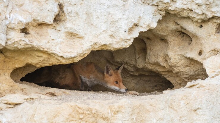 Portret van een rode vos Vulpes vulpes in het wild.