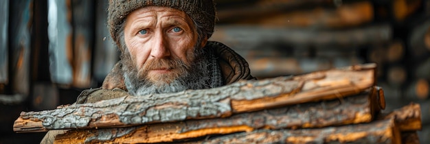 Foto portret van een ruige man met verweerde blokken