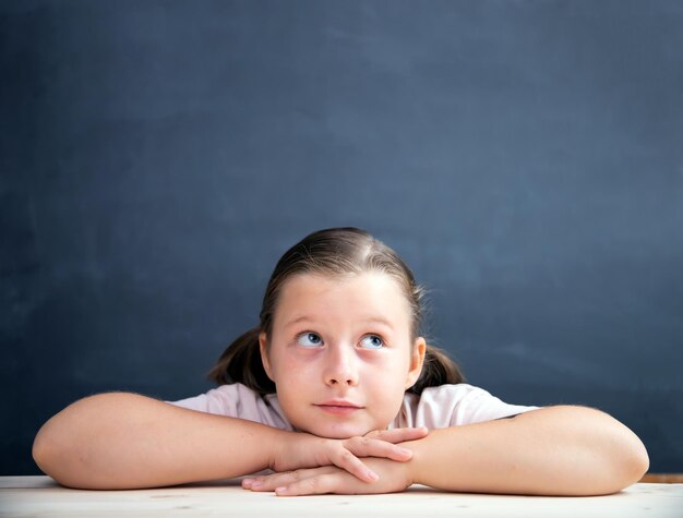 Foto portret van een schattig meisje op een witte achtergrond