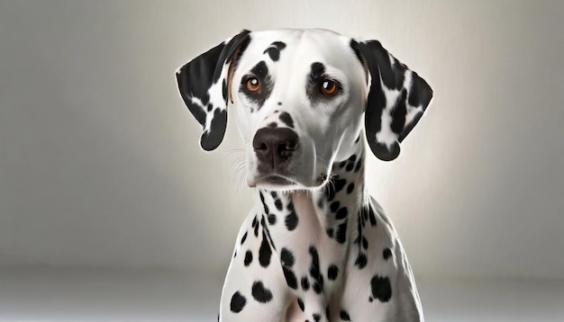 Portret van een schattige Dalmatische hond met zwarte vlekken Zuivere Dalmatische huisdier mooi dier close-up