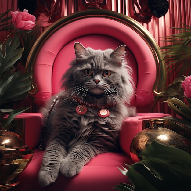 Portret van een schattige kat gegenereerd door AI