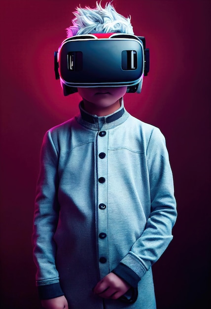 Portret van een scifi cyberpunk kind Hightech futuristisch kind uit de toekomst