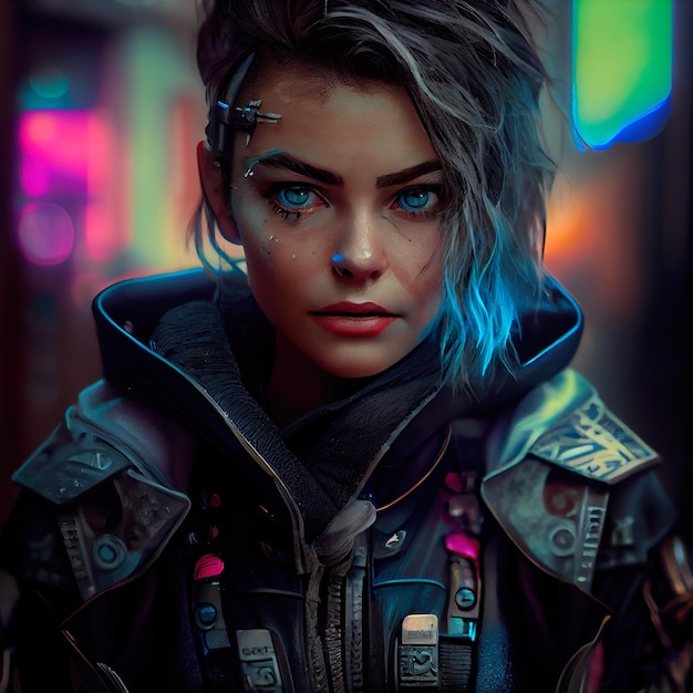 Portret van een scifi cyberpunk-meisje