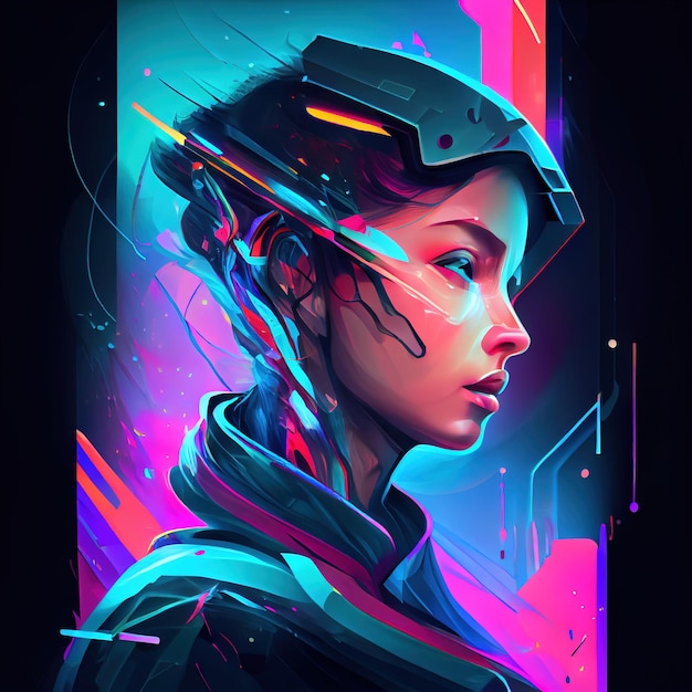 Portret van een scifi cyberpunk-meisje