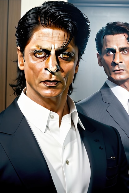 Portret van een Shahrukh Khan met een geverfd gezicht Studio-opname