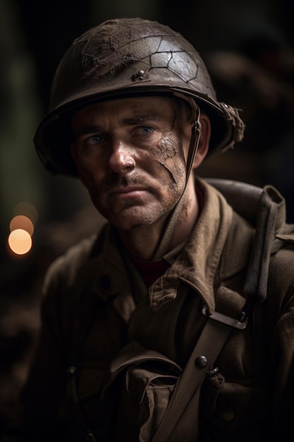 Portret van een soldaat uit de tweede wereldoorlog