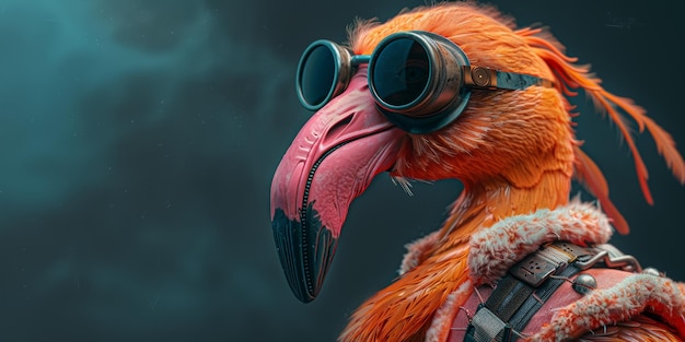 Portret van een Steampunk Flamingo