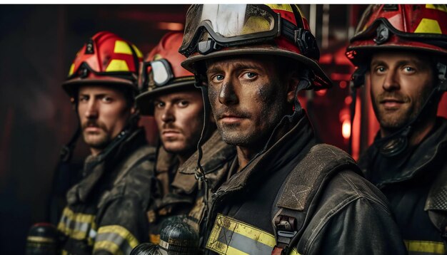 Portret van een team brandweerlieden