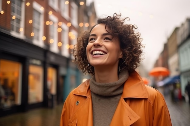 portret van een tevreden vrouw van in de dertig