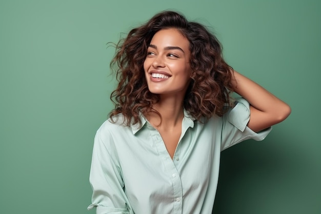 portret van een tevreden vrouw van in de dertig