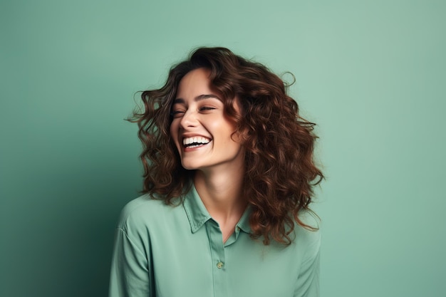 portret van een tevreden vrouw van in de dertig