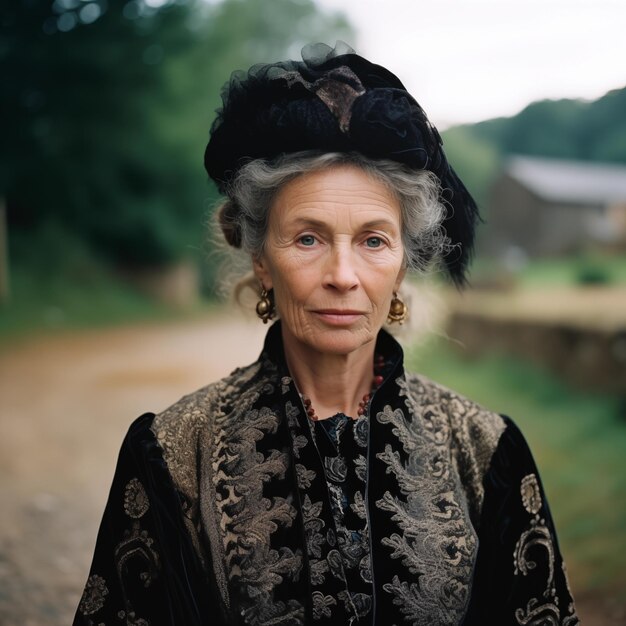 Foto portret van een traditionele oude vrouw uit de regio bretagne