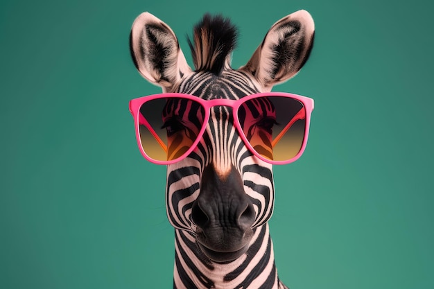 Portret van een trendy zebra met een coole zonnebril