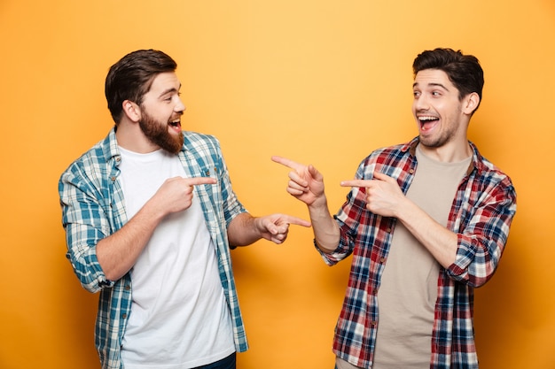 Portret van een twee gelukkige jonge mannen