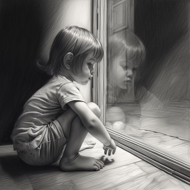 Portret van een verdrietig kind