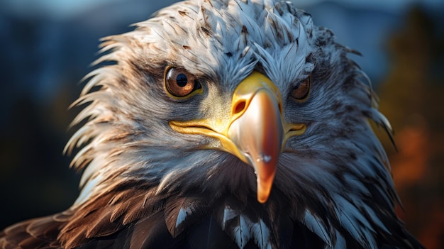 Portret van een vogel Adelaarskop van een valk Vogelkop