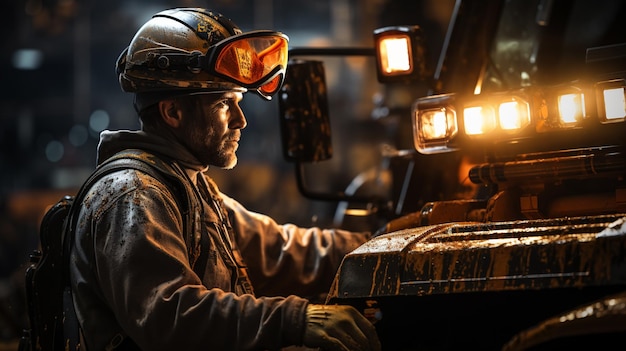 Portret van een volwassen mannelijke werknemer in een metallurgische fabriek