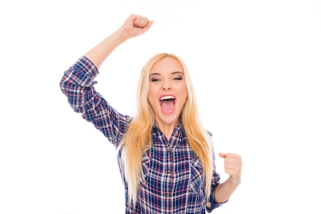 Foto portret van een vrouw die lacht