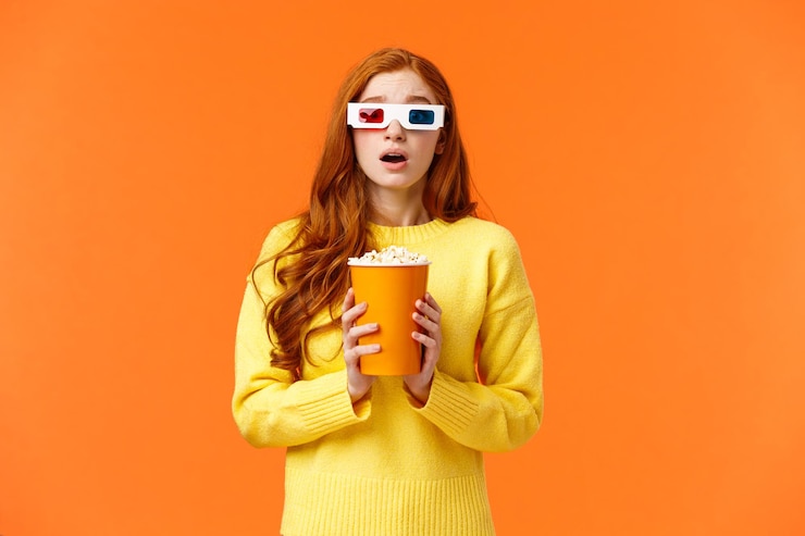 Foto portret van een vrouw die tegen een oranje achtergrond staat