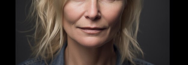 Portret van een vrouw met blond haar op een donkere achtergrond generatieve ai