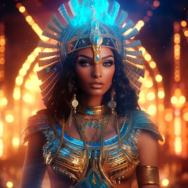 Portret van een vrouw uit Egypte met een kroon op het hoofd